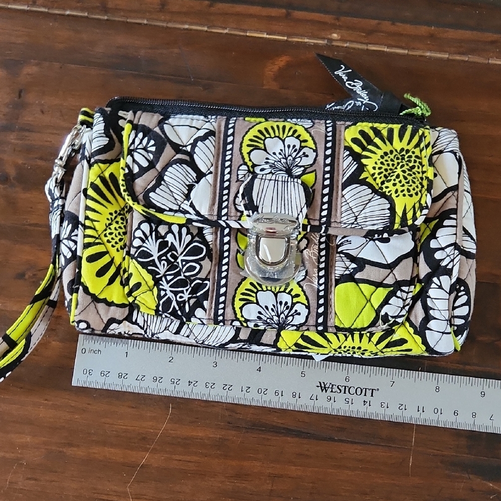 Vera Bradley Floral Wristlet - Yellow/ Green and Black